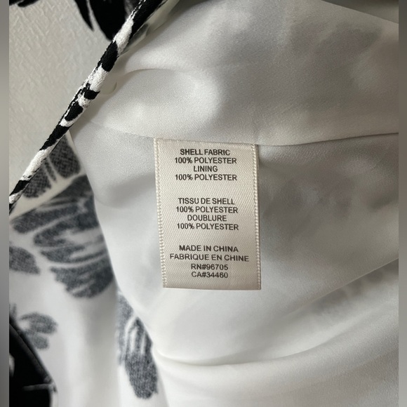 Rebecca Taylor Splashy Floral Ruffle Hem Dress Size 8 Black White Sleeveless - Picture 9 of 12